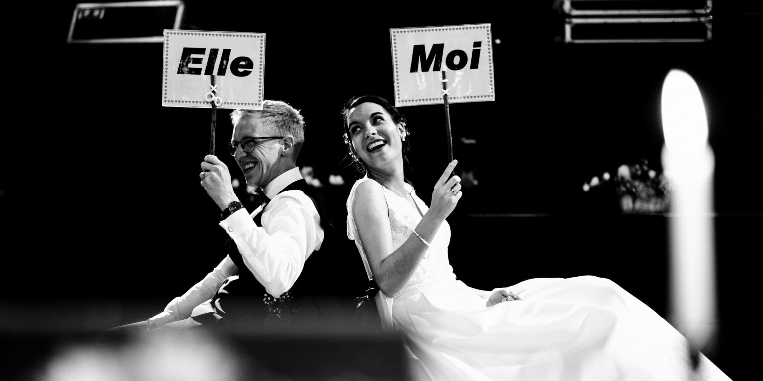 jeu du lui ou elle lors d'une soirée de mariage